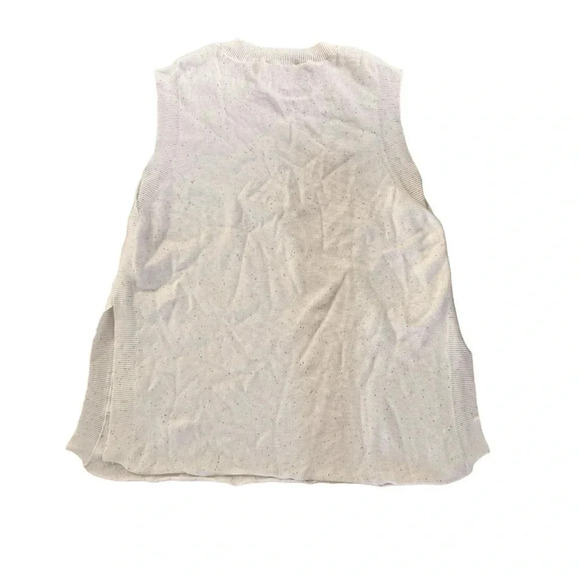 Cotton by Autumn Cashmere White Tank Top Tee Sleeveless Crew Neck Knit Sequins M - Picture 2 of 8